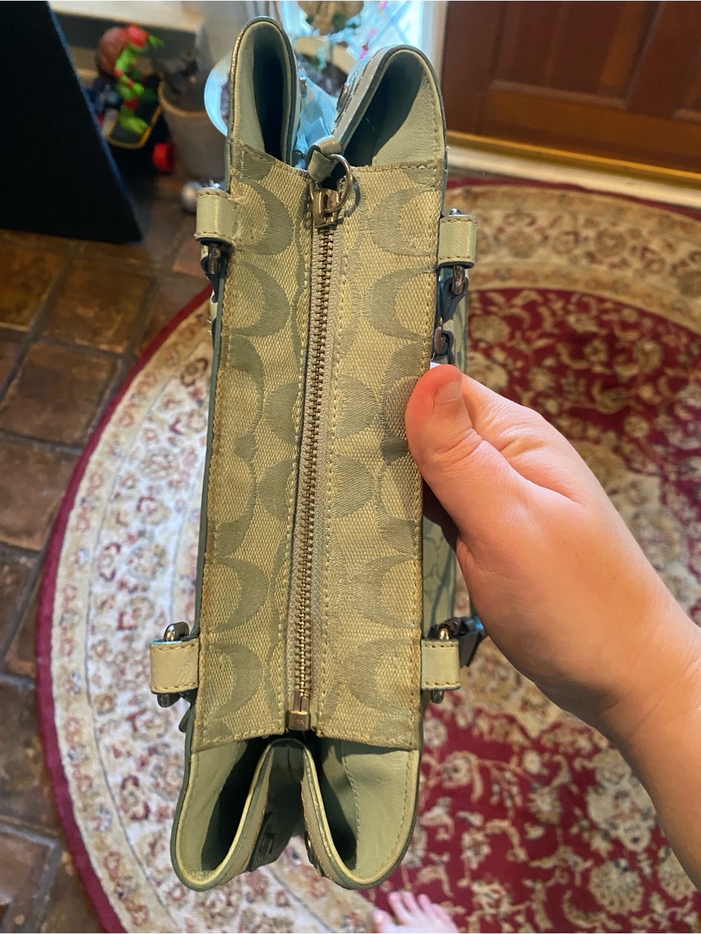 Coach Signature Canvas and Suede Tote Bag in Light Sky Blue **READ DESCRIPTION** - Picture 3 of 13